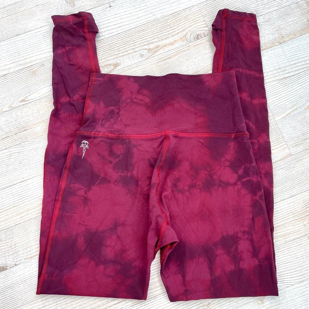 Electric & Rose Portia Tie Dye Twist-Cuff High‎ Rise Leggings | Burgundy XS